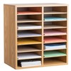 Adiroffice 16-Compartment Wood Adjustable Paper Sorter Literature File Organizer, Medium Oak ADI500-16-MEO